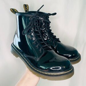 Juniors Doc Martens Black 1460 Patent Leather Boots